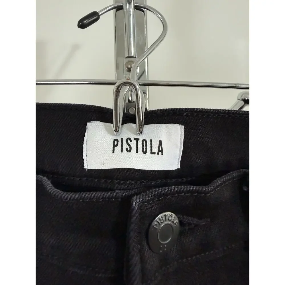 Pistola Black Raw Fringe Hem Crop Bootcut Jeans Womens Size 28 Stretch Denim